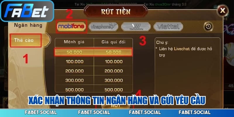 Xác nhận thông tin ngân hàng và gửi yêu cầu